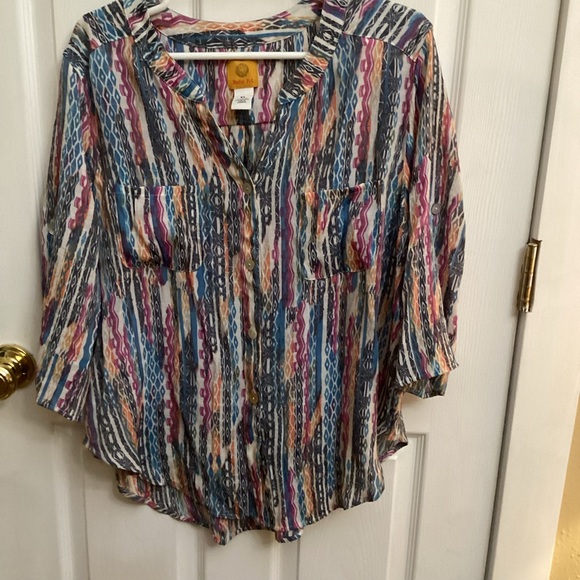 Ruby Rd. Multicolor Striped Button-Front Blouse - Picture 1 of 2